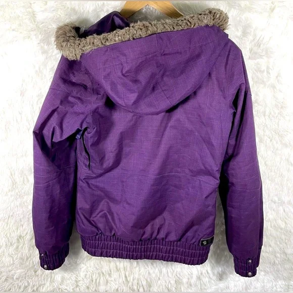 Burton Dryride Lush Purple Snow and Ski Jacket Coat with removal fur on hood Med - Picture 6 of 8